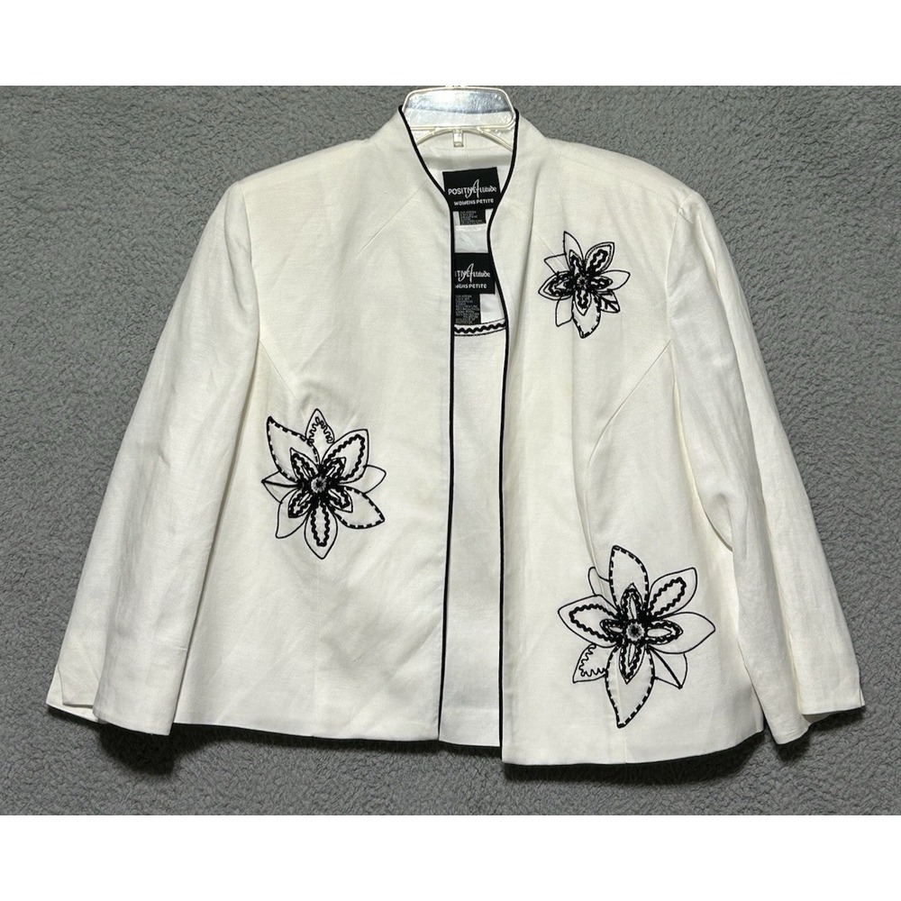 Positive Attitude 2-Piece Size 16P Petite Tank And Jacket Set White Linen Rayon